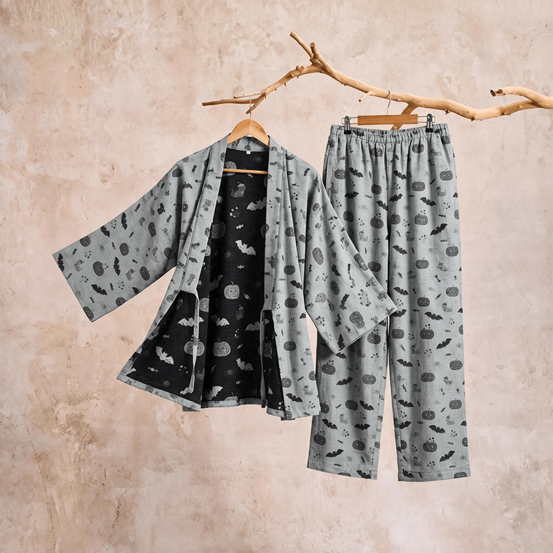 Ensemble pyjama kimono en coton Ownkoti Halloween chauve-souris citrouille - image 9