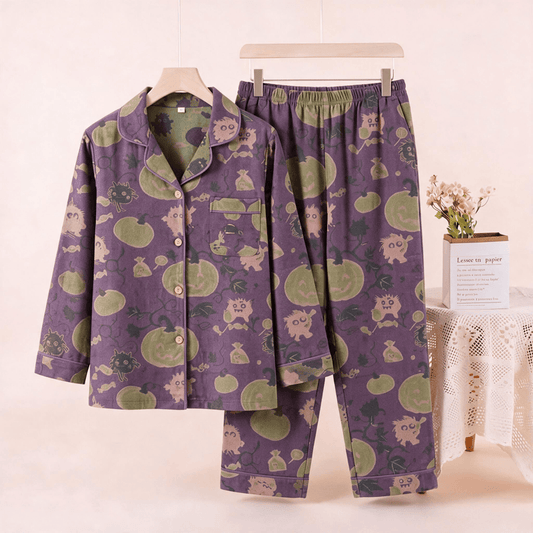 Ensemble de détente Ownkoti avec citrouille et créature d'Halloween fantaisiste - Violet - XL - image 0