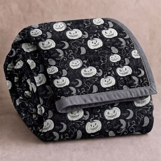 Couverture réversible en coton Ownkoti Halloween Citrouille Fantôme - Noir - Couverture - 98" x 94" - image 0