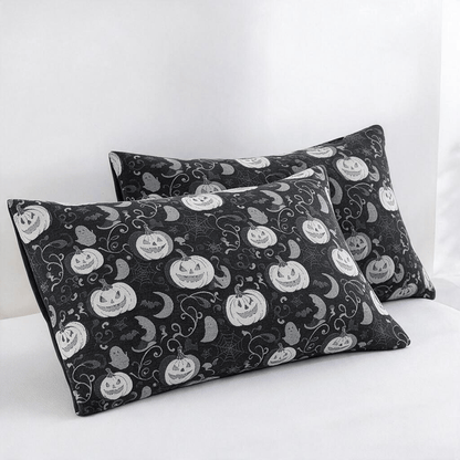 Couverture réversible en coton Ownkoti Halloween Citrouille Fantôme - Noir - 2 taies d'oreiller - 20 po x 36 po - image 4