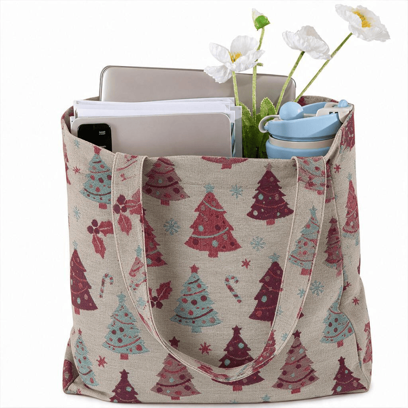 Sac cabas en coton Ownkoti avec motif sapin de Noël - image 14