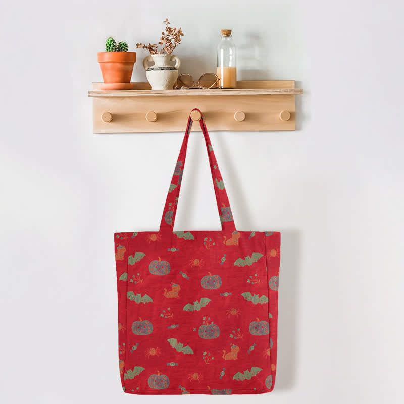 Sac cabas en coton Ownkoti citrouille chauve-souris d'Halloween - image 3