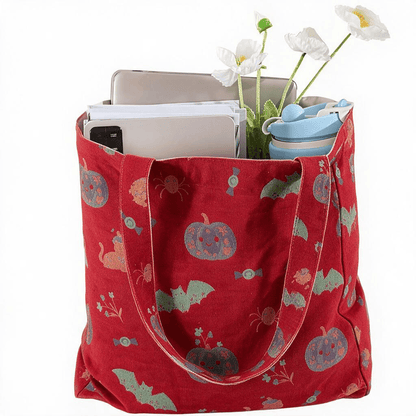 Sac cabas en coton Ownkoti citrouille chauve-souris d'Halloween - image 1
