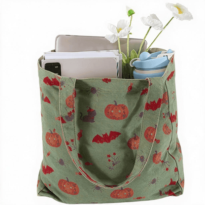 Sac cabas en coton Ownkoti citrouille chauve-souris d'Halloween - image 5