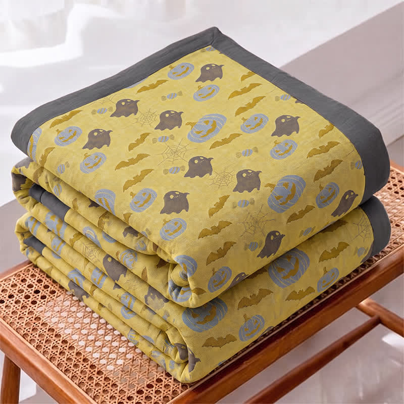 Couverture réversible en coton Ownkoti avec citrouille et fantôme pour Halloween - image 13