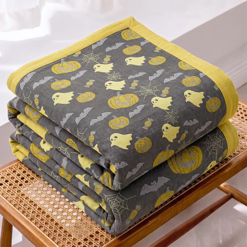 Couverture réversible en coton Ownkoti avec citrouille et fantôme pour Halloween - image 19