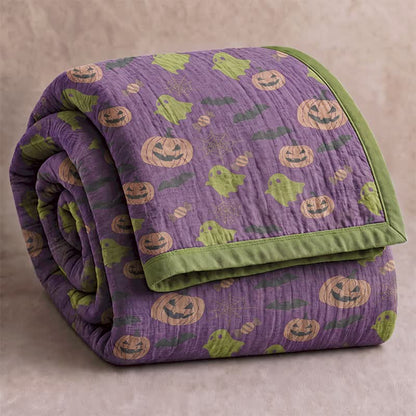 Couverture réversible en coton Ownkoti avec citrouille et fantôme pour Halloween - Violet profond - Couverture - 98" x 94" - image 36