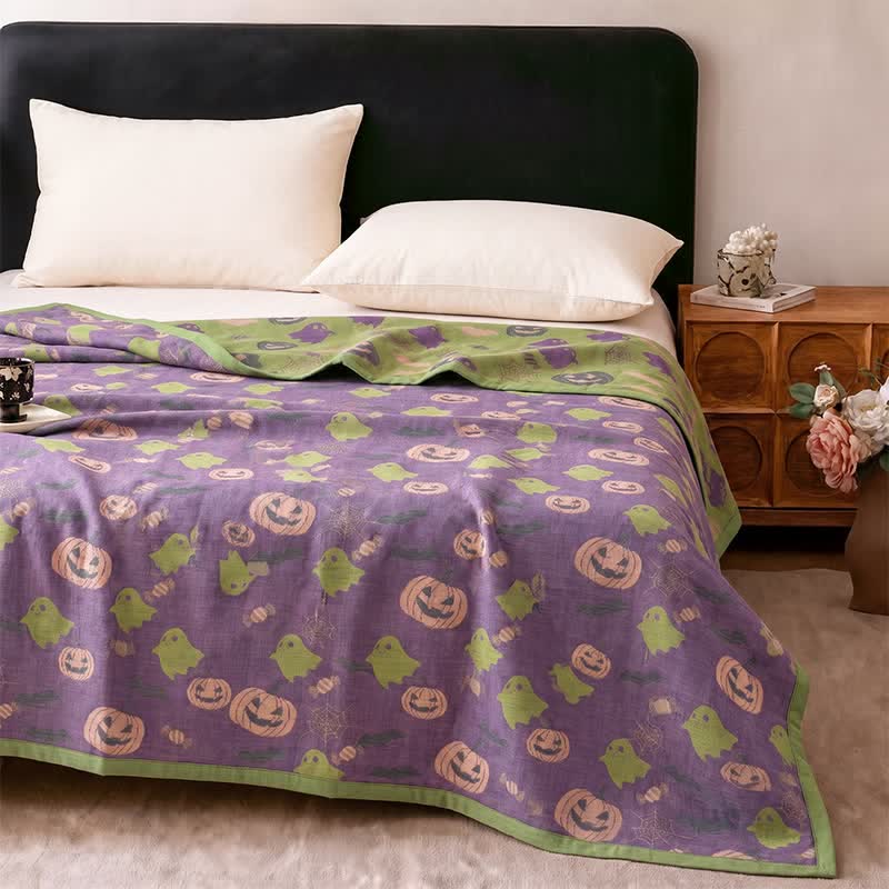 Couverture réversible en coton Ownkoti avec citrouille et fantôme pour Halloween - image 38
