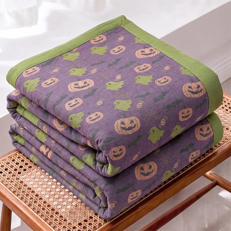 Couverture réversible en coton Ownkoti avec citrouille et fantôme pour Halloween - image 37