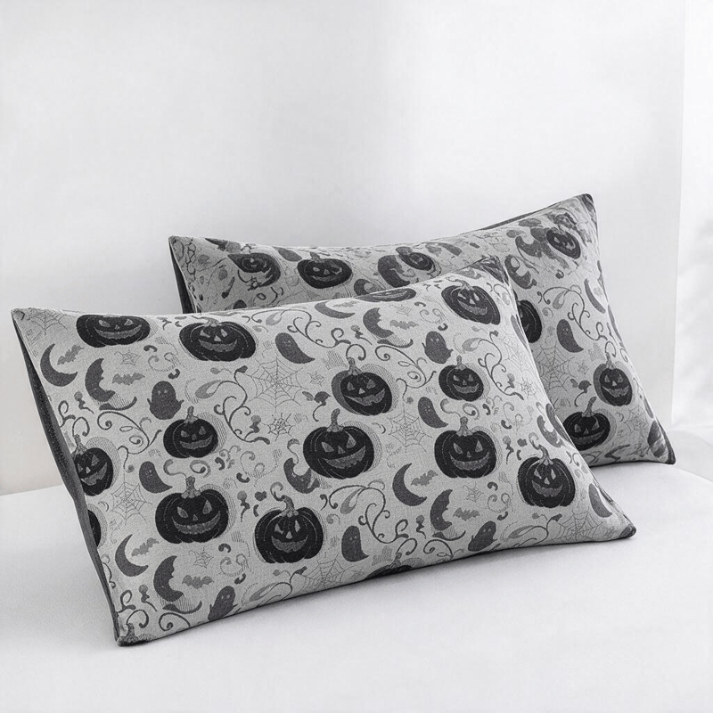 Couverture réversible en coton Ownkoti Halloween Citrouille Fantôme - Blanc - 2 taies d'oreiller - 20 po x 36 po - image 10