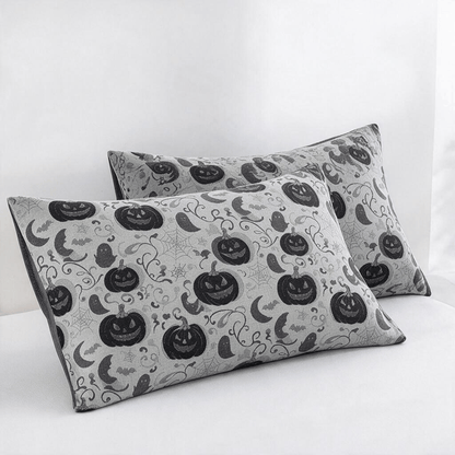 Couverture réversible en coton Ownkoti Halloween Citrouille Fantôme - Blanc - 2 taies d'oreiller - 20 po x 36 po - image 10
