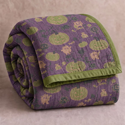 Couverture réversible en coton Ownkoti Halloween Monster - Violet - Couverture - 98" x 94" - image 0