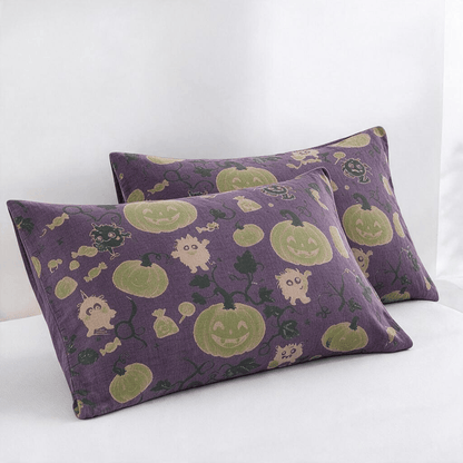 Couverture réversible en coton Ownkoti Halloween Monster - Violet - 2 taies d'oreiller - 20 po x 36 po - image 5