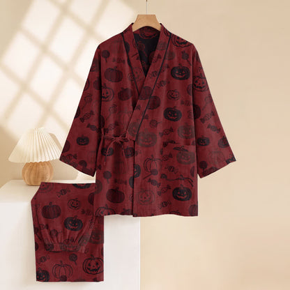 Ensemble pyjama kimono en coton citrouille d'Halloween Ownkoti - image 3