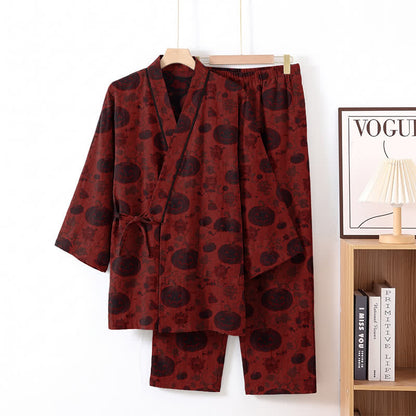 Ensemble pyjama kimono en coton citrouille d'Halloween Ownkoti - Rouge - XL - image 1