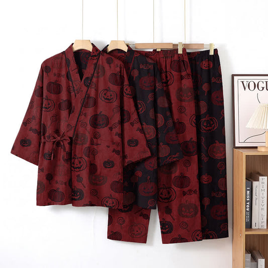 Ensemble pyjama kimono en coton citrouille d'Halloween Ownkoti - image 0