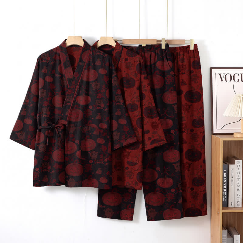 Ensemble pyjama kimono en coton citrouille d'Halloween Ownkoti - image 7