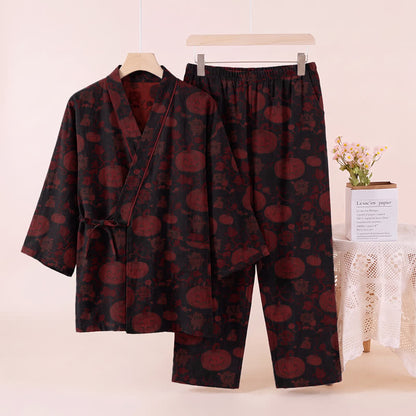 Ensemble pyjama kimono en coton citrouille d'Halloween Ownkoti - image 8