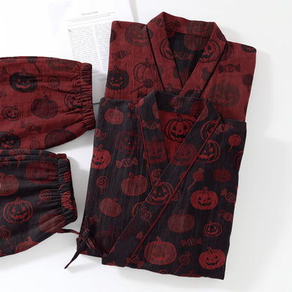 Ensemble pyjama kimono en coton citrouille d'Halloween Ownkoti - image 11