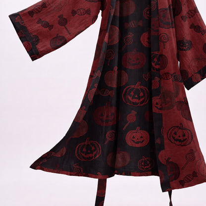Kimono en coton rouge et noir Ownkoti, motif monstre d'Halloween - image 3