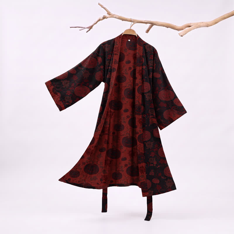 Kimono en coton rouge et noir Ownkoti, motif monstre d'Halloween - Noir - XXL - image 5