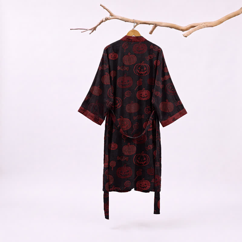 Kimono en coton rouge et noir Ownkoti, motif monstre d'Halloween - image 6