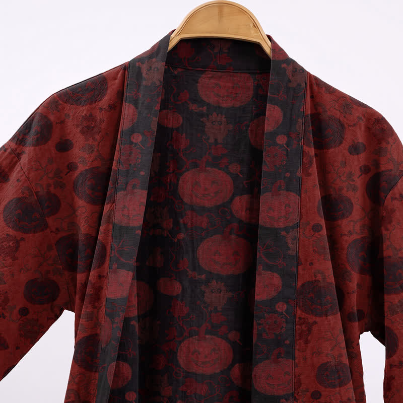 Kimono en coton rouge et noir Ownkoti, motif monstre d'Halloween - image 2