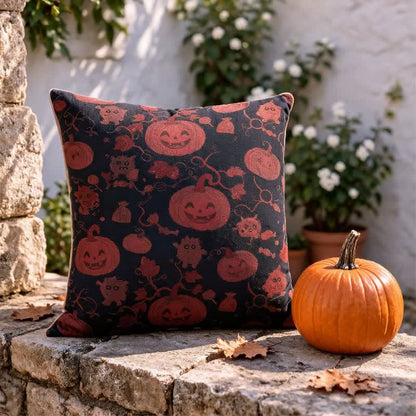 Oreiller en coton multicolore Ownkoti citrouille et monstre d'Halloween - image 5