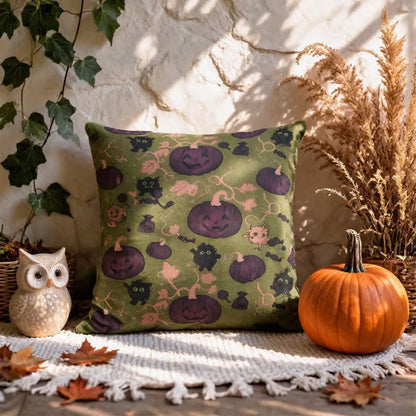 Oreiller en coton multicolore Ownkoti citrouille et monstre d'Halloween - image 14