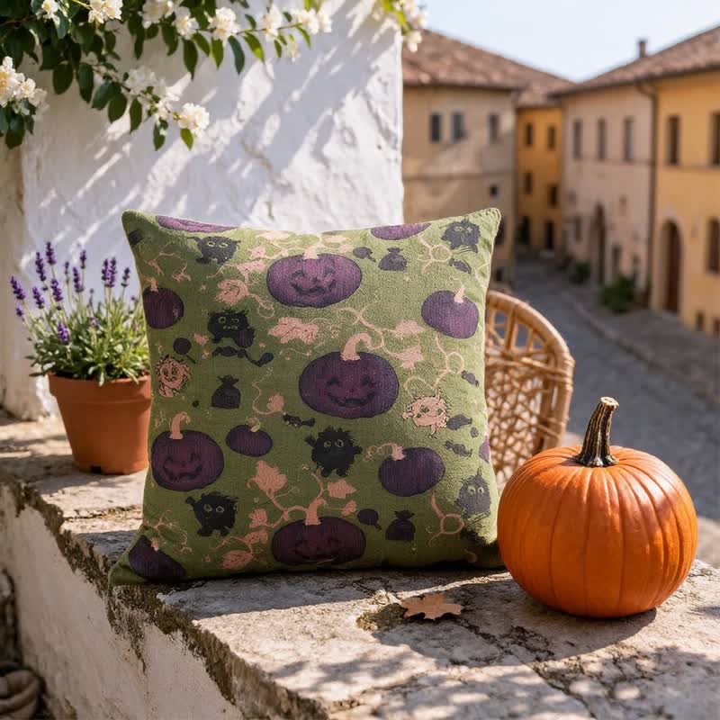 Oreiller en coton multicolore Ownkoti citrouille et monstre d'Halloween - image 13