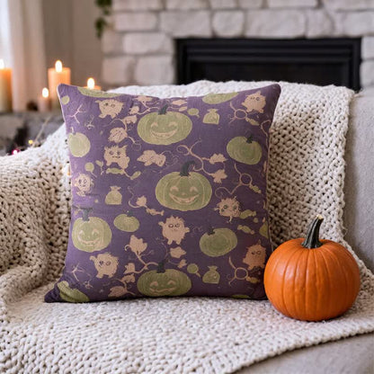 Oreiller en coton multicolore Ownkoti citrouille et monstre d'Halloween - image 10