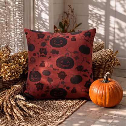 Oreiller en coton multicolore Ownkoti citrouille et monstre d'Halloween - image 2