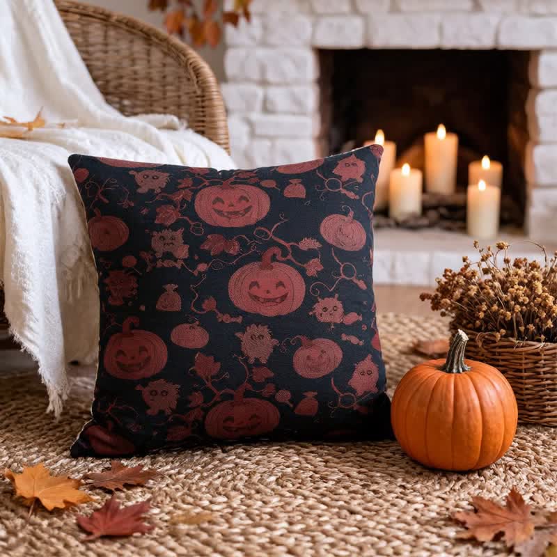 Oreiller en coton multicolore Ownkoti citrouille et monstre d'Halloween - image 7