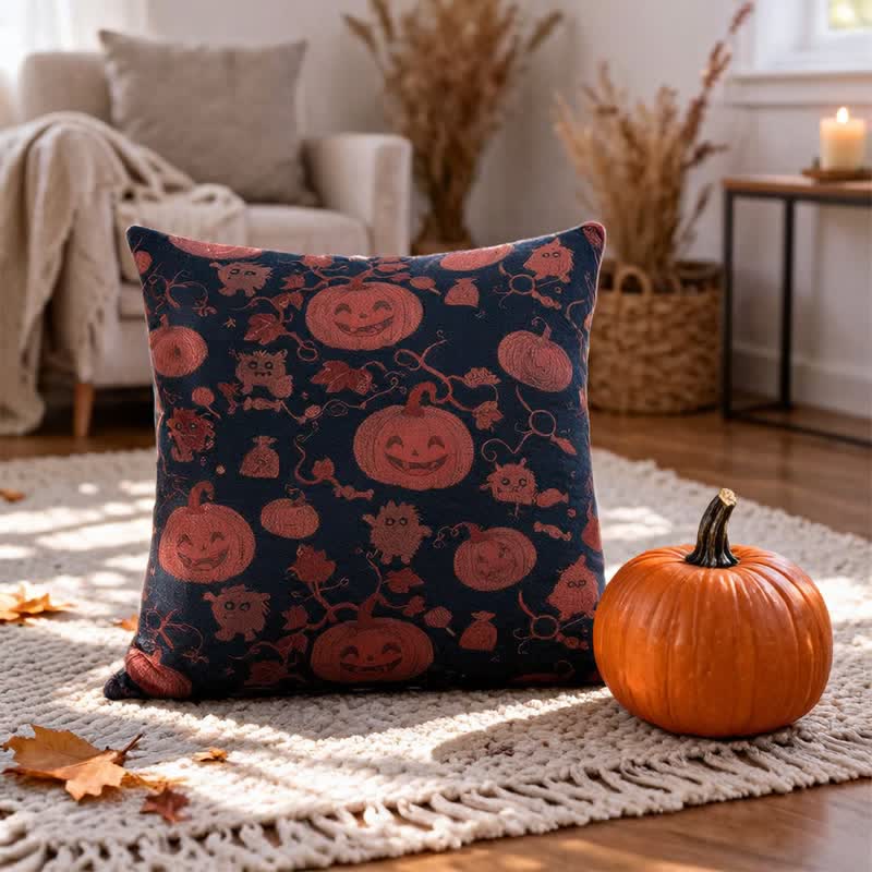 Oreiller en coton multicolore Ownkoti citrouille et monstre d'Halloween - image 6