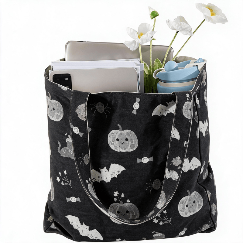 Sac cabas en coton Ownkoti Halloween citrouille chat - image 1