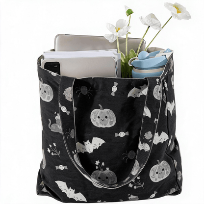 Sac cabas en coton Ownkoti Halloween citrouille chat - image 1