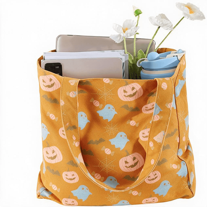 Sac fourre-tout en coton Ownkoti multicolore fantôme d'Halloween - image 1