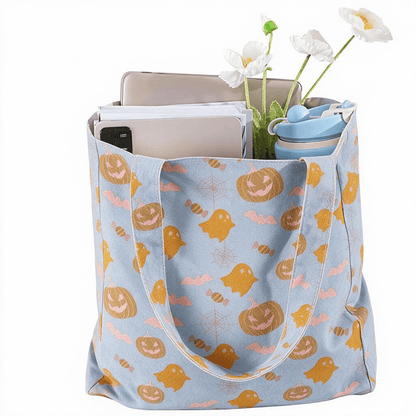 Sac fourre-tout en coton Ownkoti multicolore fantôme d'Halloween - image 4