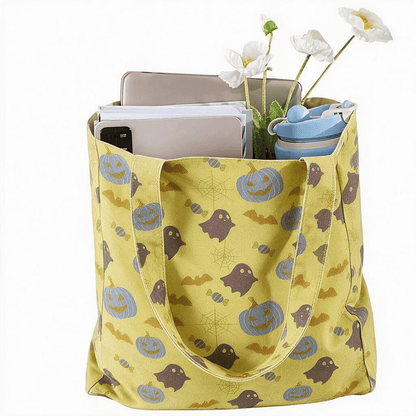 Sac fourre-tout en coton Ownkoti multicolore fantôme d'Halloween - image 7