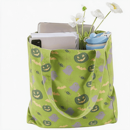 Sac fourre-tout en coton Ownkoti multicolore fantôme d'Halloween - image 13