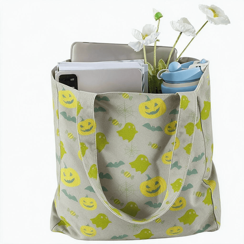 Sac fourre-tout en coton Ownkoti multicolore fantôme d'Halloween - image 16