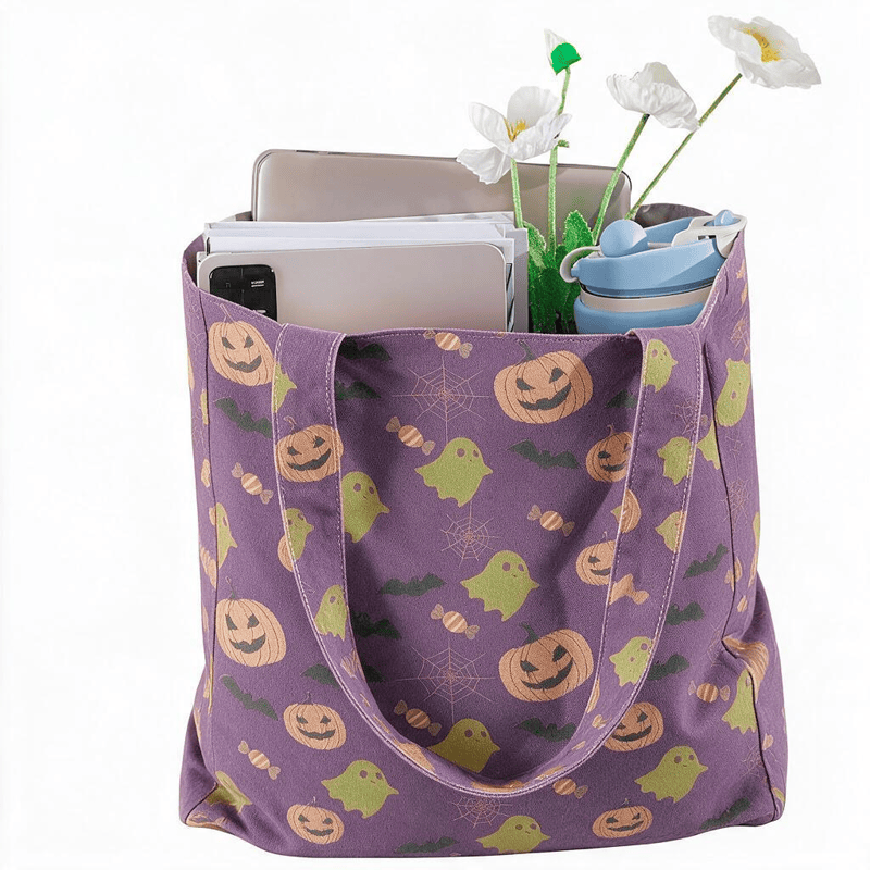 Sac fourre-tout en coton Ownkoti multicolore fantôme d'Halloween - image 19