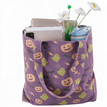 Sac fourre-tout en coton Ownkoti multicolore fantôme d'Halloween - image 19
