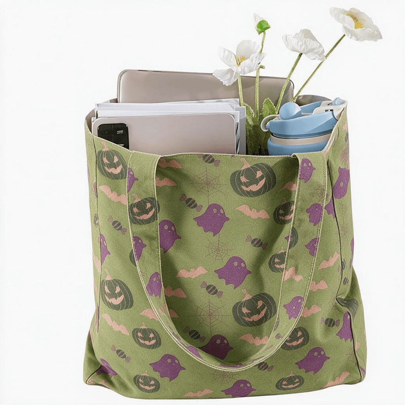 Sac fourre-tout en coton Ownkoti multicolore fantôme d'Halloween - image 22