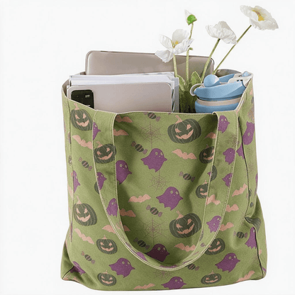 Sac fourre-tout en coton Ownkoti multicolore fantôme d'Halloween - image 22