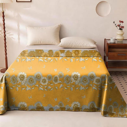 Couvre-lit réversible en gaze de coton à motif tournesol et papillon Ownkoti - Dessus de lit - 240cm x 270cm - image 0