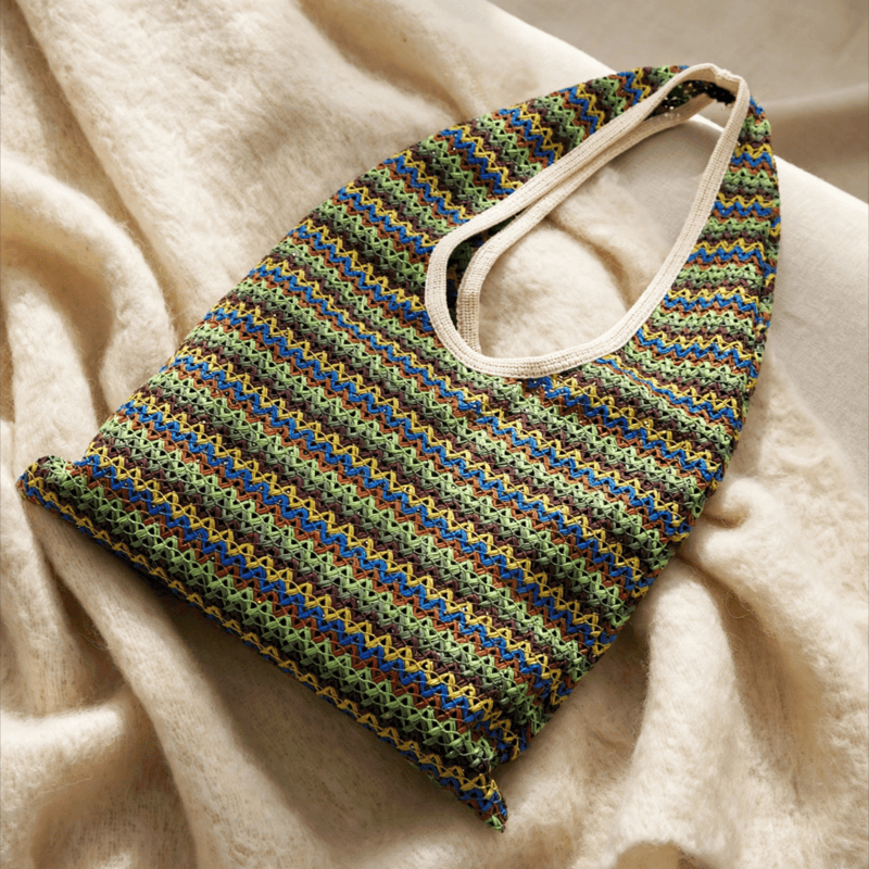 Sac cabas à rayures ondulées vertes Ownkoti - Vert - 15 po L x 12 po H - image 0
