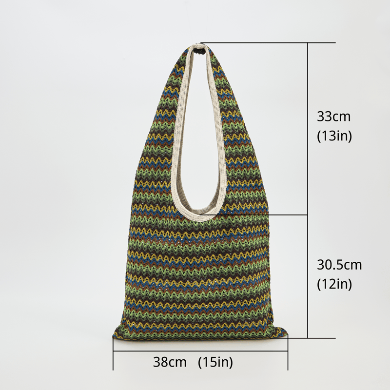 Sac cabas à rayures ondulées vertes Ownkoti - image 2