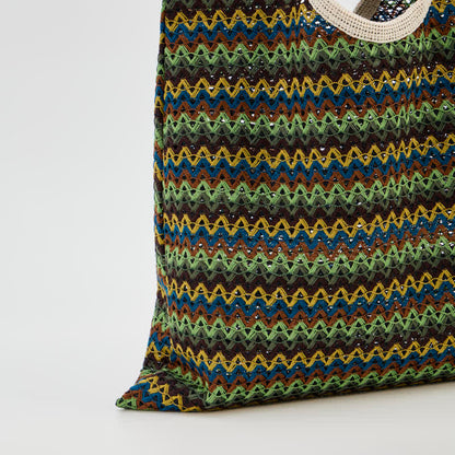 Sac cabas à rayures ondulées vertes Ownkoti - image 5