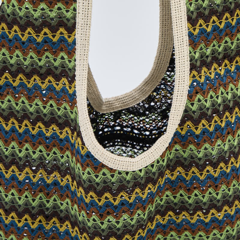 Sac cabas à rayures ondulées vertes Ownkoti - image 4